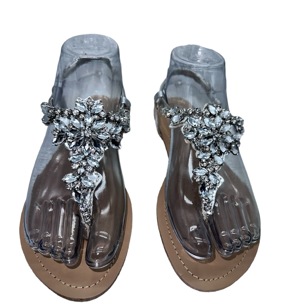 DB Studio Bling Rhinestone Thong Sandals, Sz 6